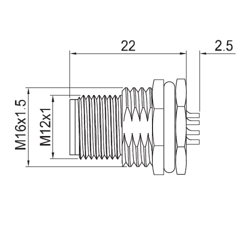 STA - M12 back mount male bulkhead #EEC0235